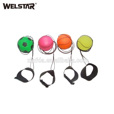 Sport Goods Wrist Ball Colorful Rubber Balls with String Hand Throw Ball for Promotion